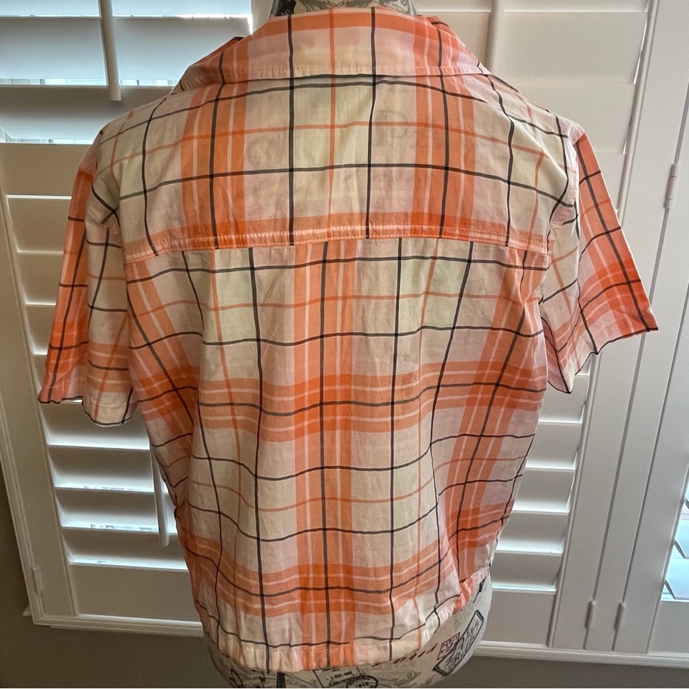 Abound Orange and White Plaid Button-Down Shirt - Picture 3 of 6